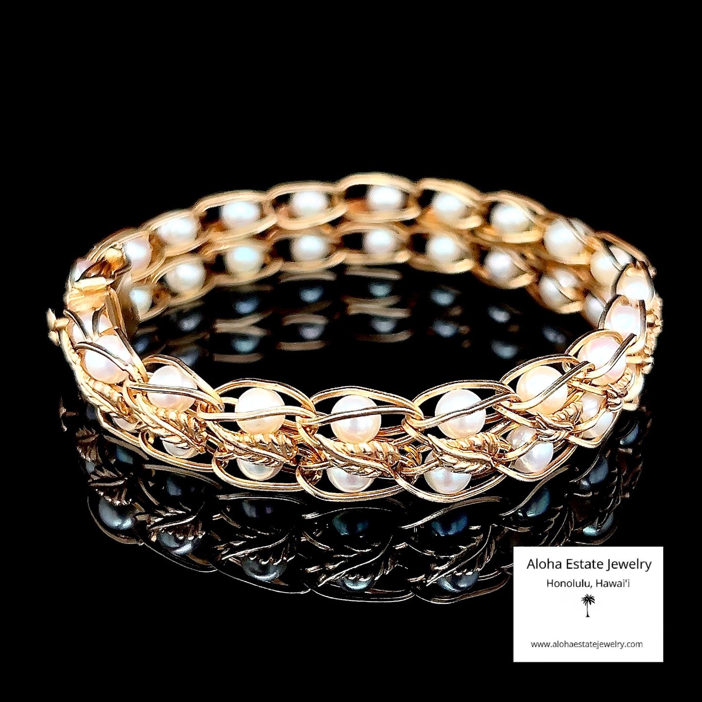 Vintage 14k Cultured Pearls-In-Cages Bracelet