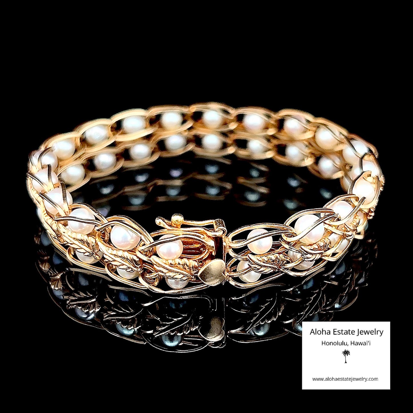 Vintage 14k Cultured Pearls-In-Cages Bracelet