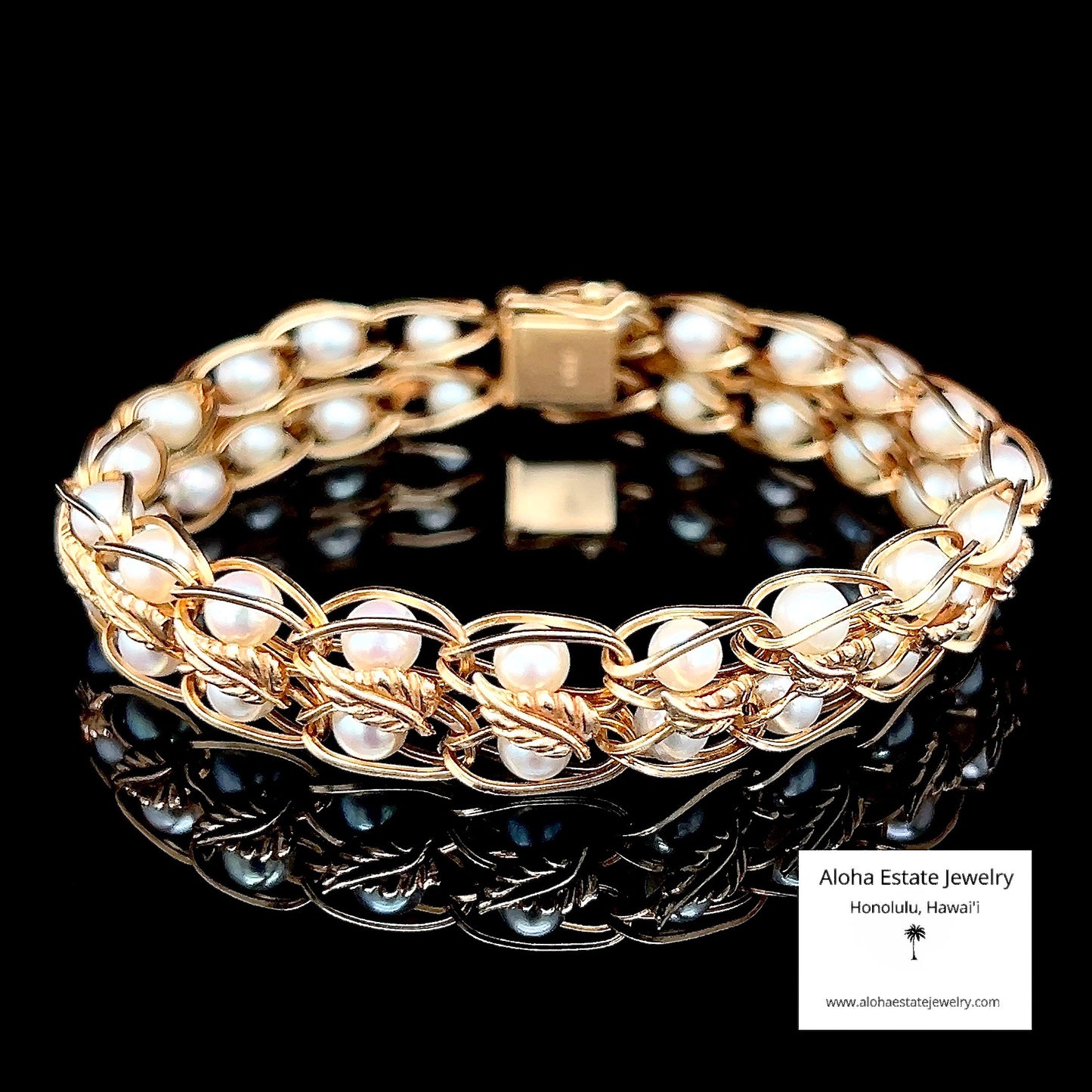 Vintage 14k Cultured Pearls-In-Cages Bracelet