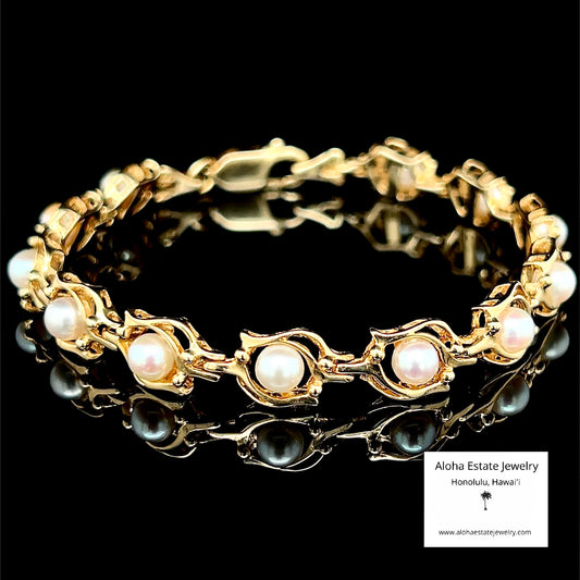 Cultured Pearl Bracelet in 14K Yellow Gold