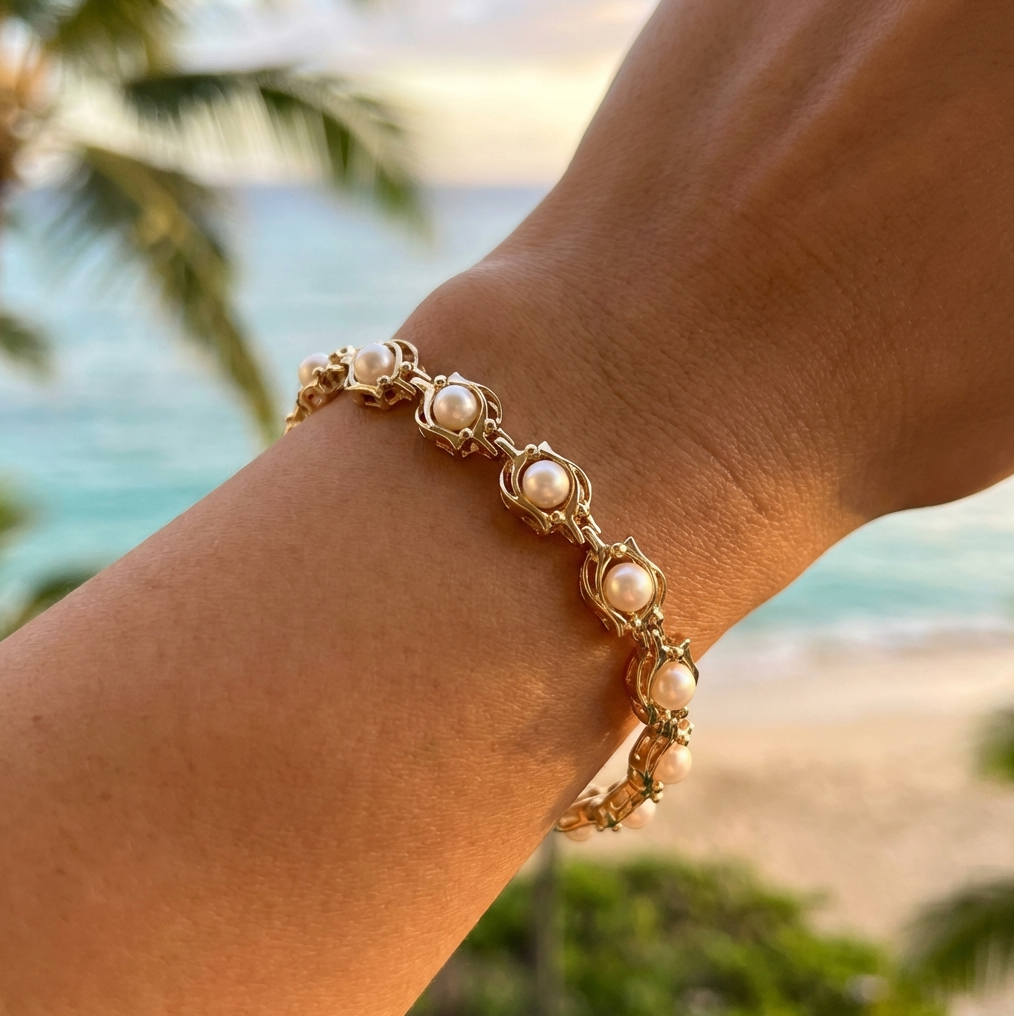 Cultured Pearl Bracelet in 14K Yellow Gold
