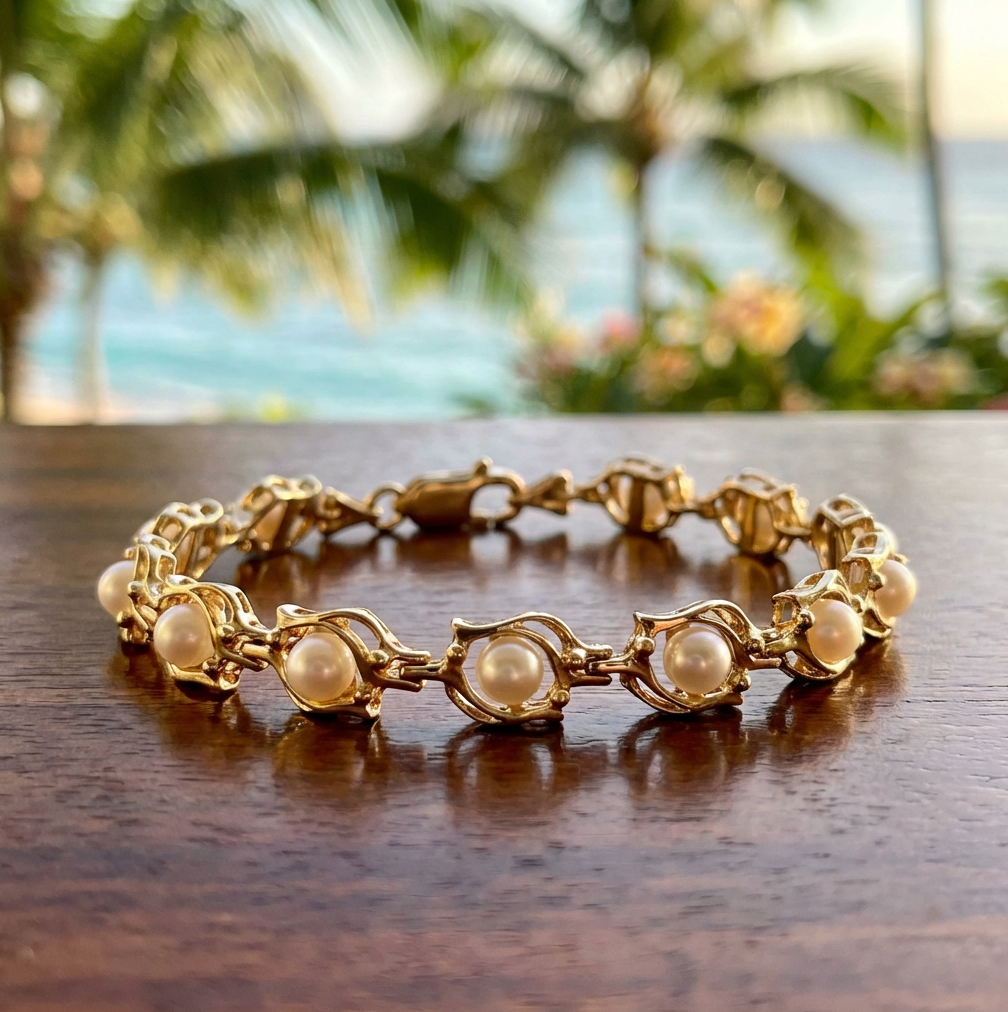 Cultured Pearl Bracelet in 14K Yellow Gold