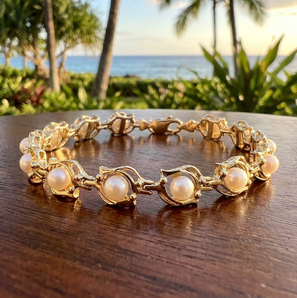Cultured Pearl Bracelet in 14K Yellow Gold