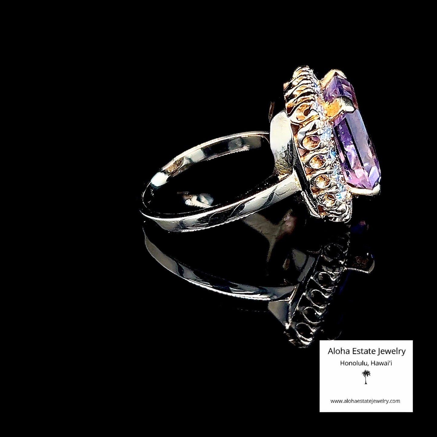 Vintage 9-Carats Amethyst & 1-Carat Diamonds Ring