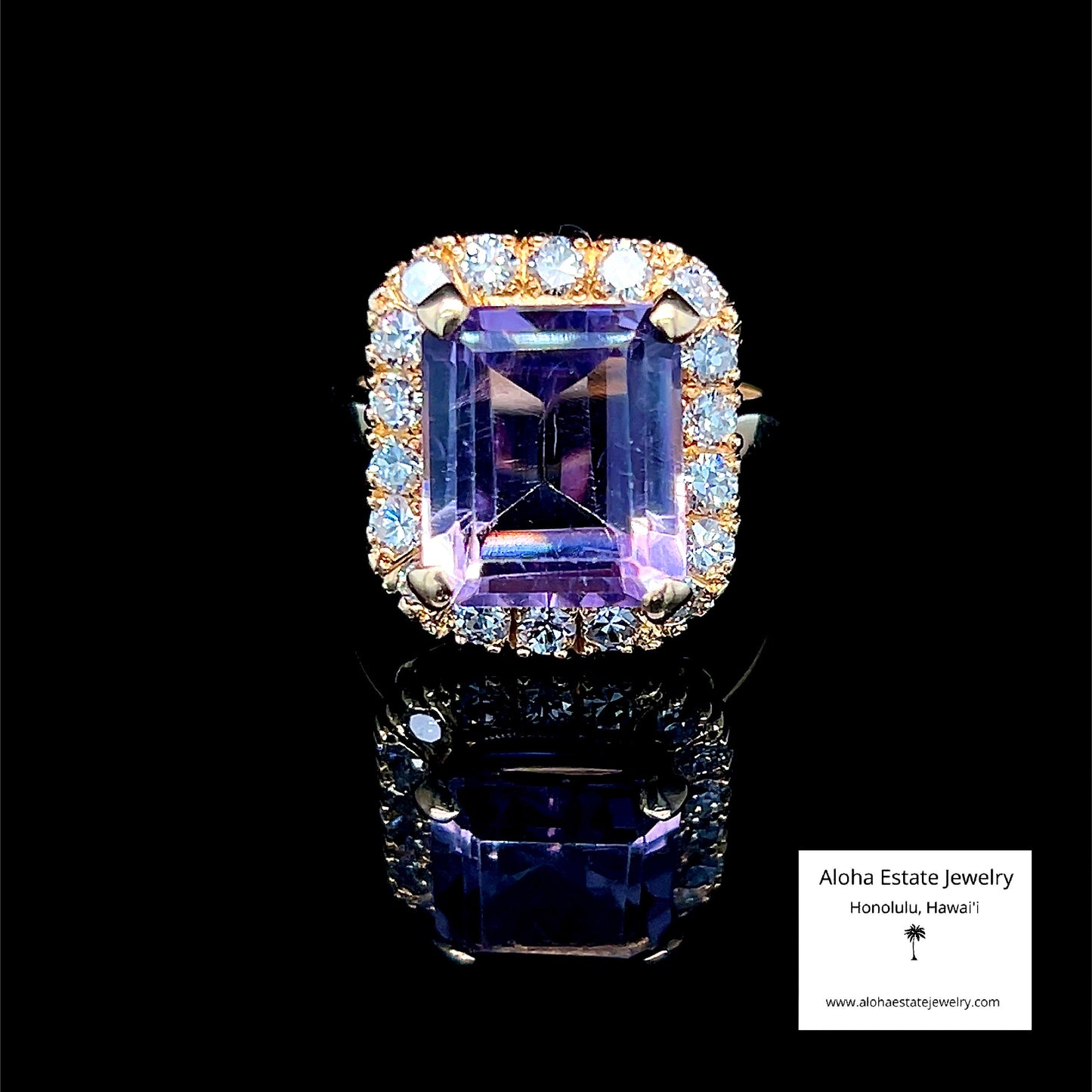 Vintage 9-Carats Amethyst & 1-Carat Diamonds Ring