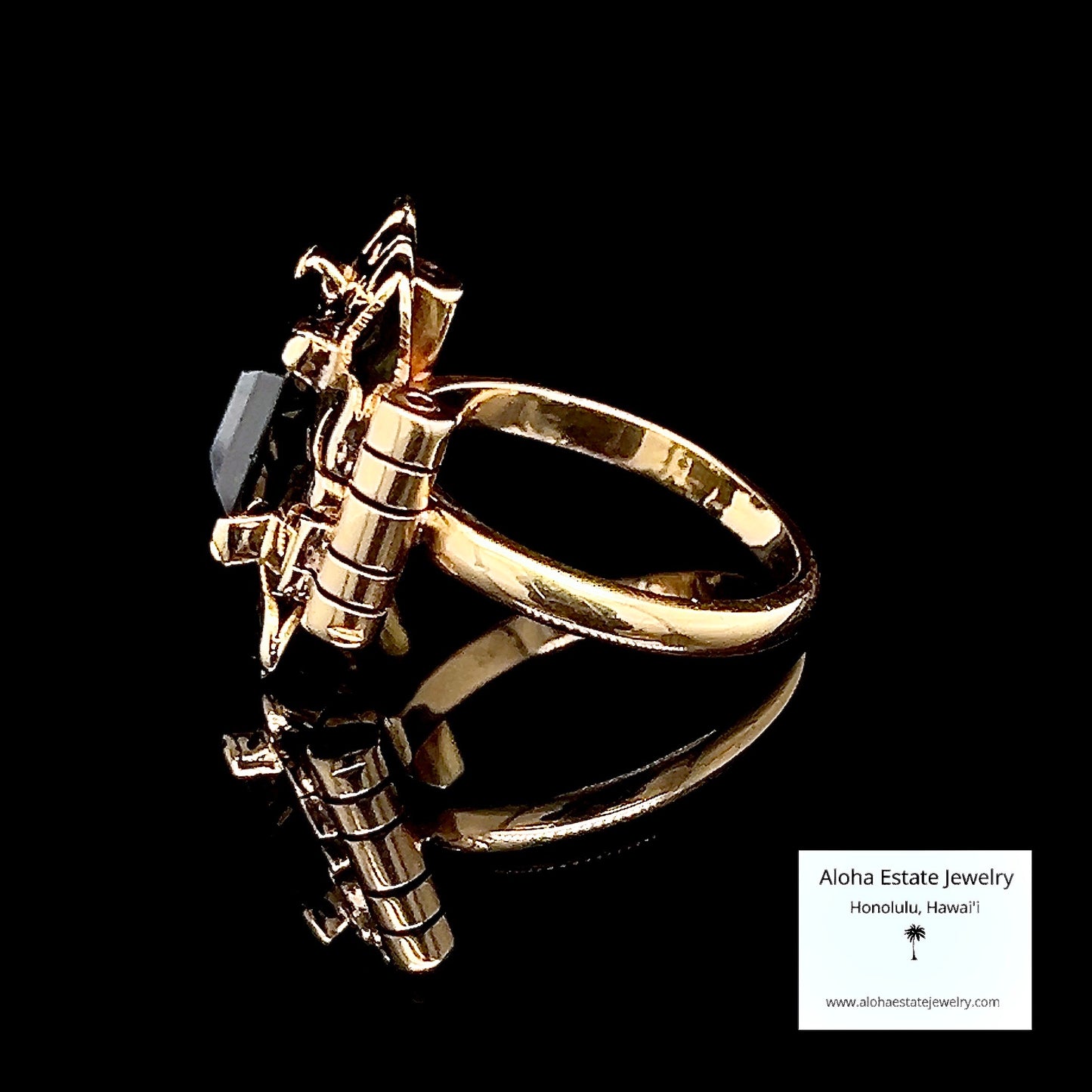 14k 6.50-Carats Verdelite Tourmaline Retro Statement Ring