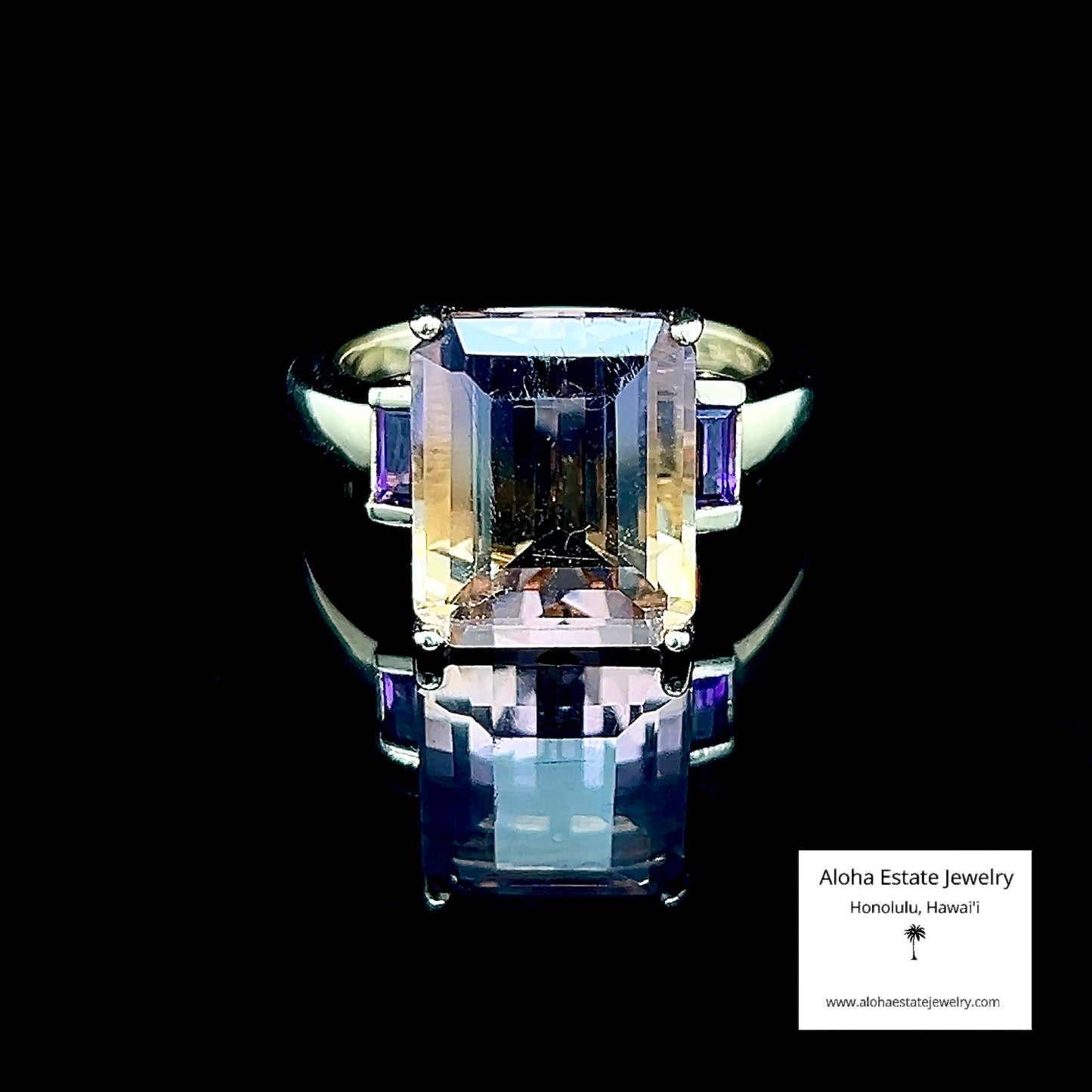 5.5-Carats Amethyst Accented Brazilian Ametrine Ring