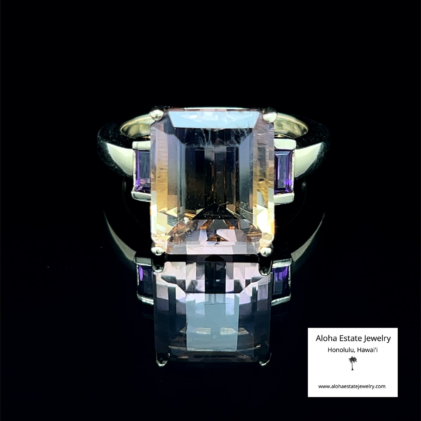 5.5-Carats Amethyst Accented Brazilian Ametrine Ring