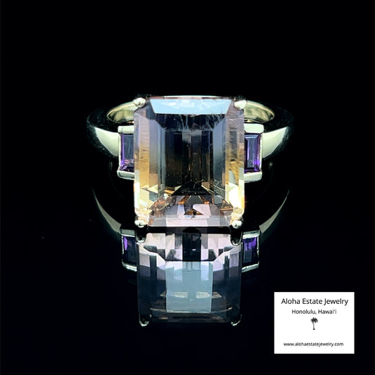 5.5-Carats Amethyst Accented Brazilian Ametrine Ring