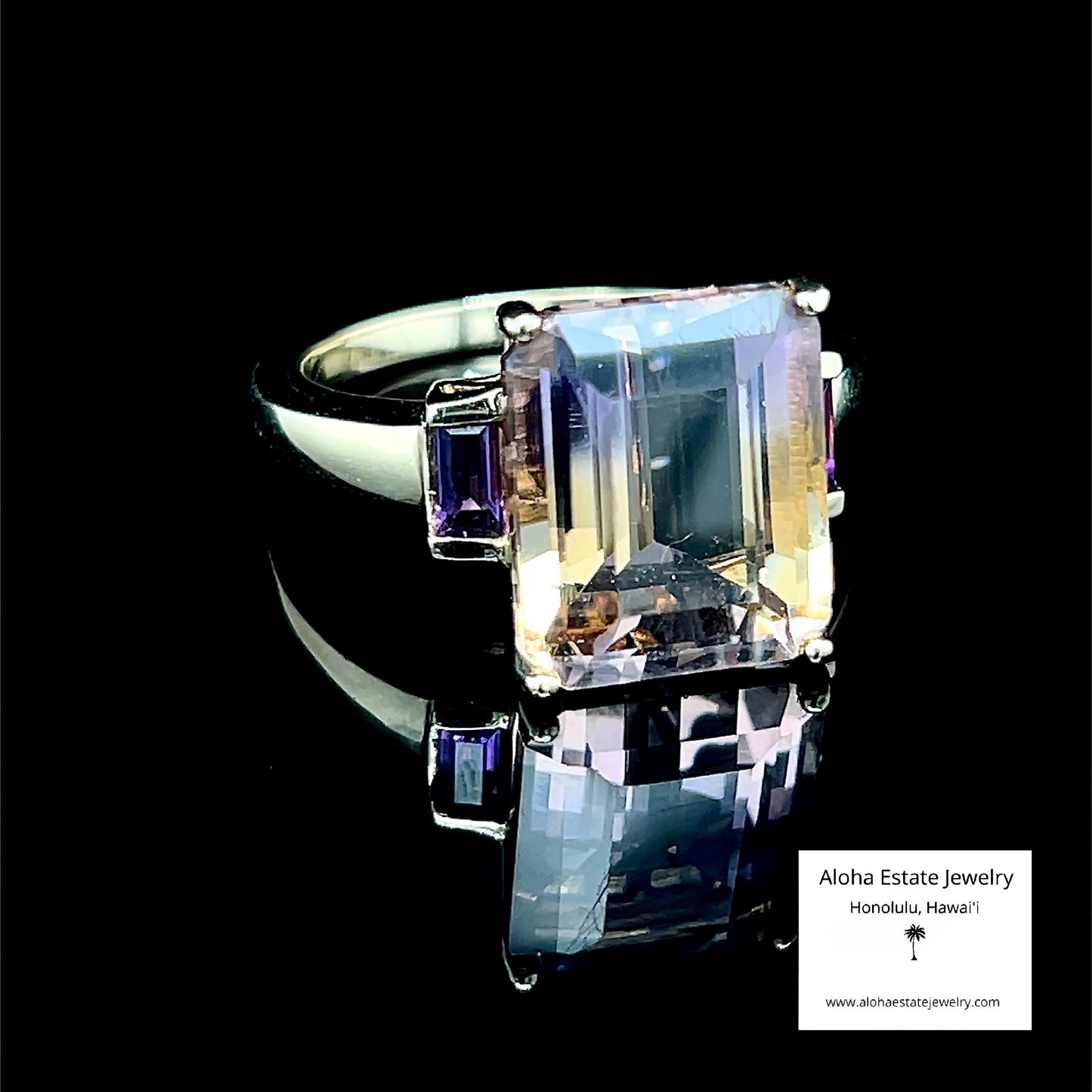 5.5-Carats Amethyst Accented Brazilian Ametrine Ring