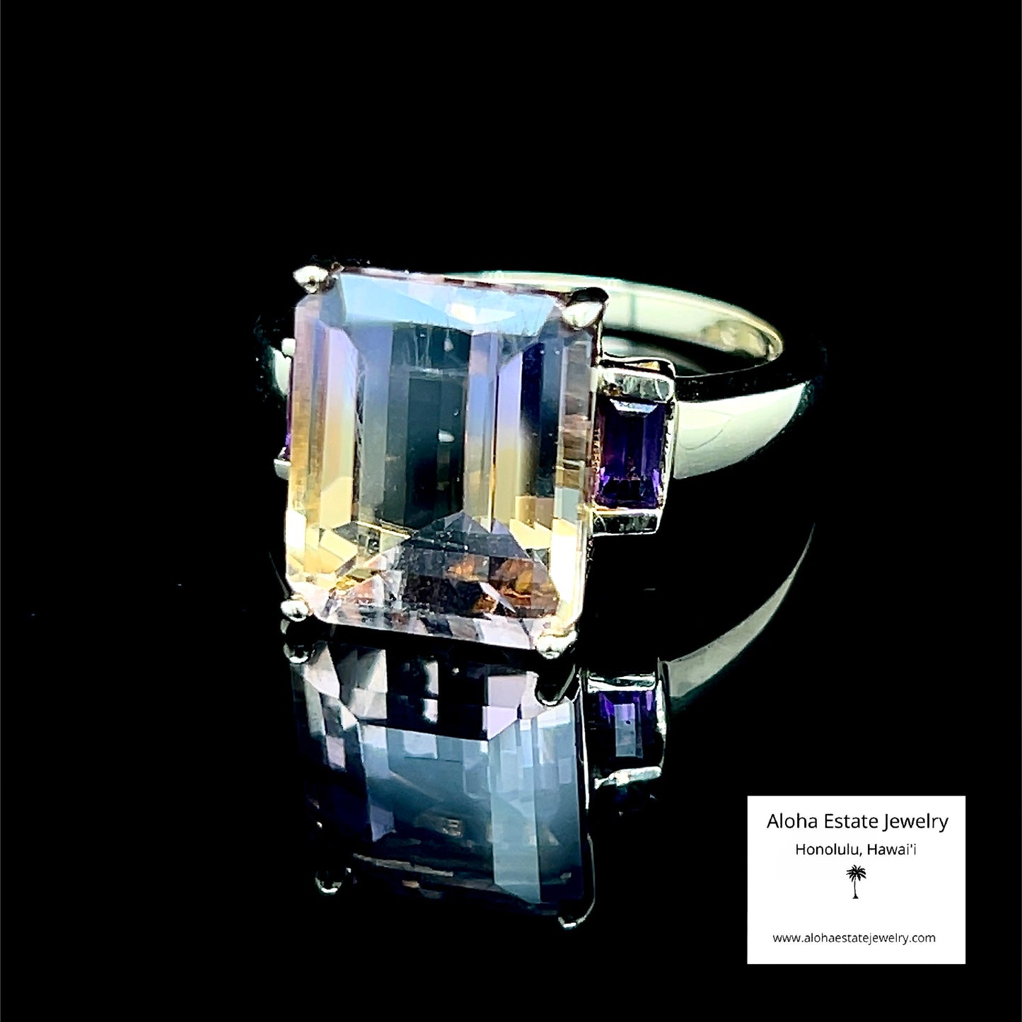 5.5-Carats Amethyst Accented Brazilian Ametrine Ring