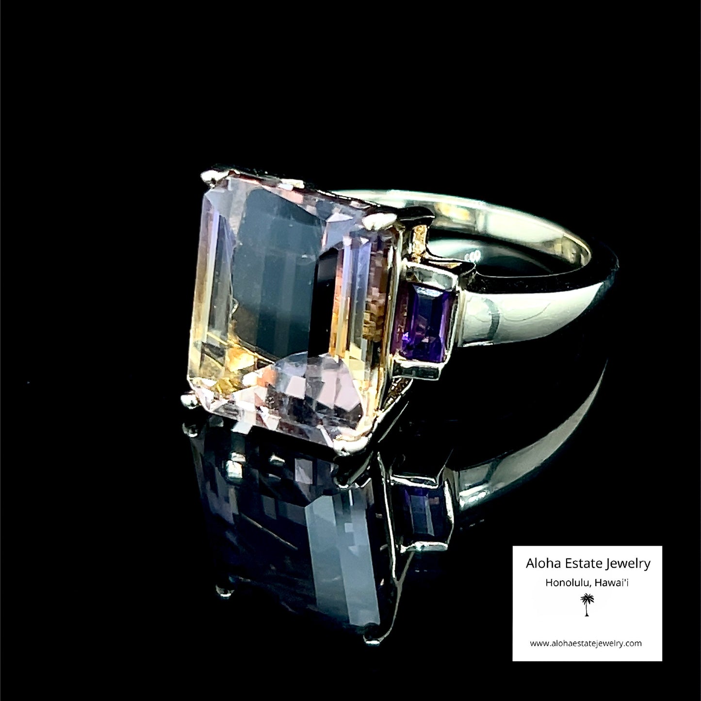 5.5-Carats Amethyst Accented Brazilian Ametrine Ring