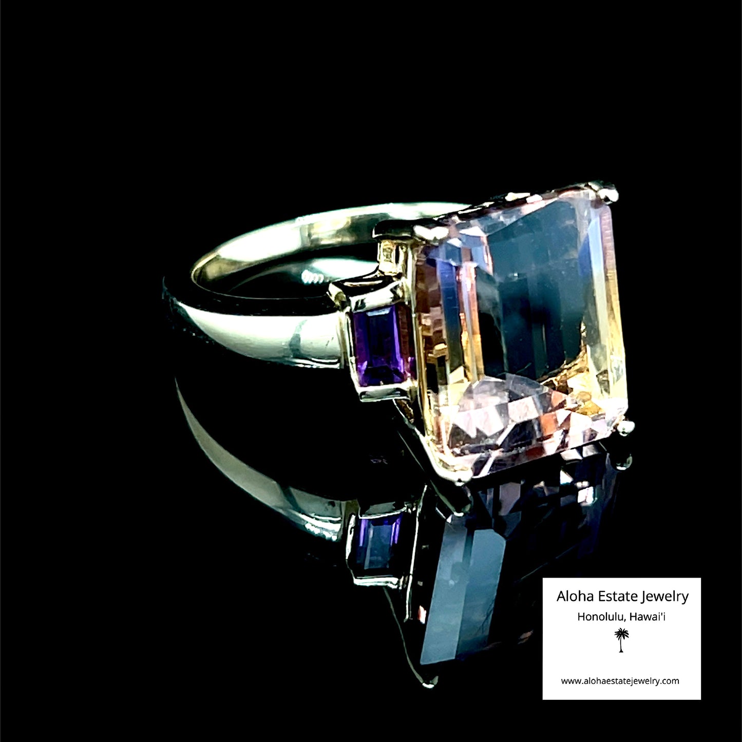 5.5-Carats Amethyst Accented Brazilian Ametrine Ring