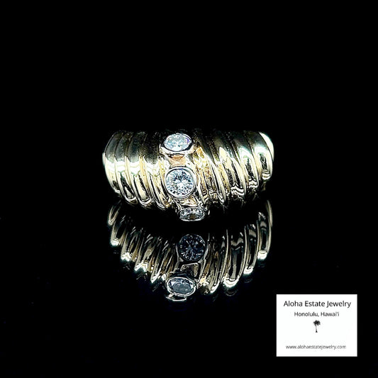 Vintage 1/2-Carat 14K Diamond Studded Shrimp Dome Ring
