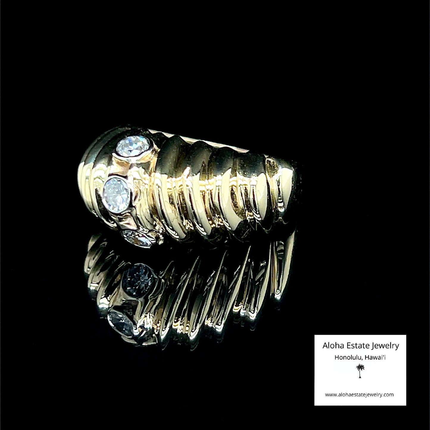 Vintage 1/2-Carat+ 14K Diamond Studded Shrimp Dome Ring