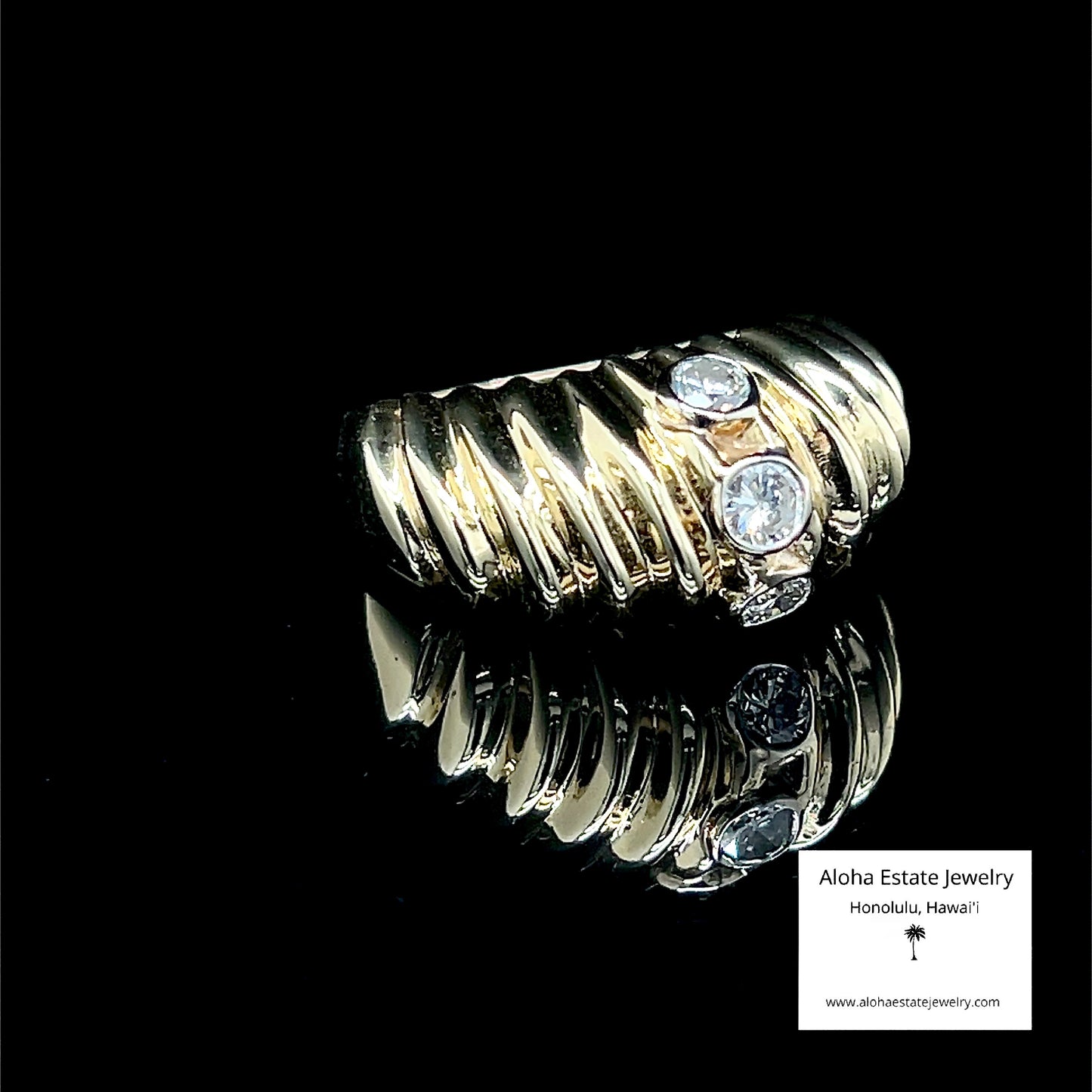Vintage 1/2-Carat+ 14K Diamond Studded Shrimp Dome Ring
