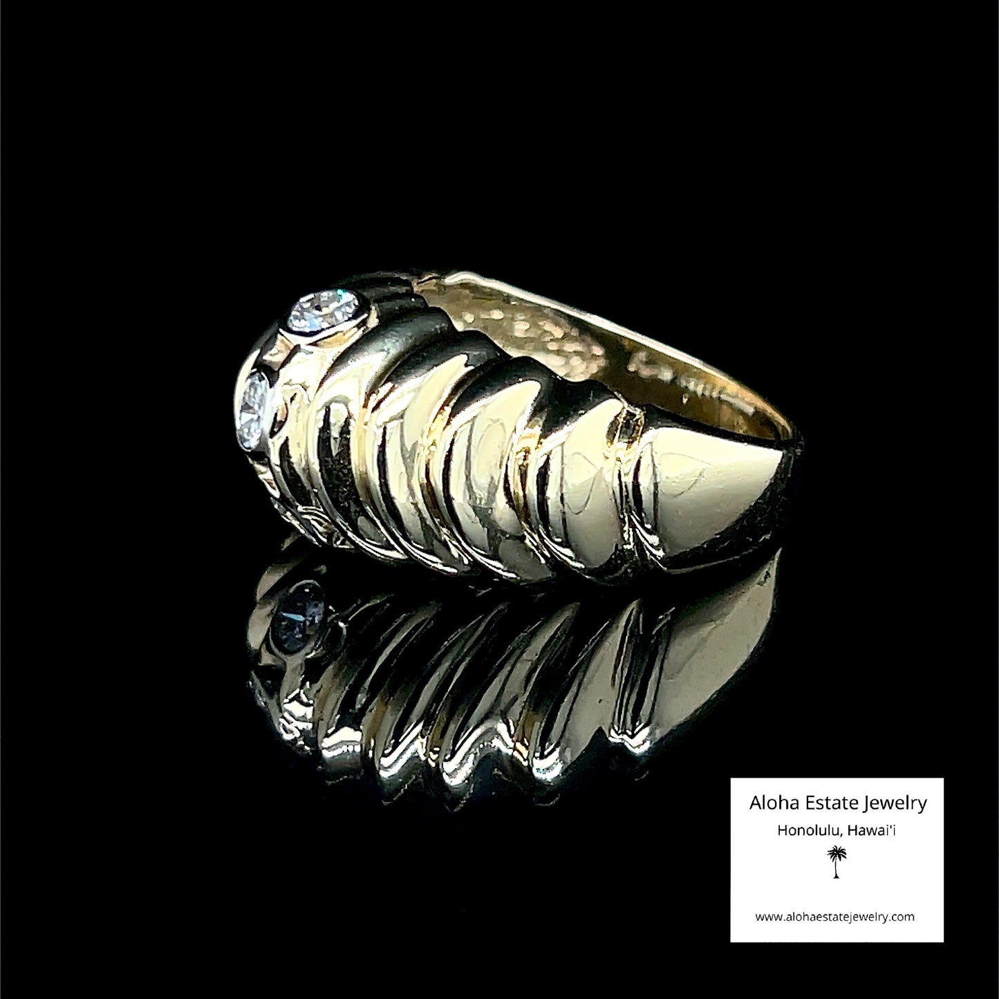 Vintage 1/2-Carat+ 14K Diamond Studded Shrimp Dome Ring