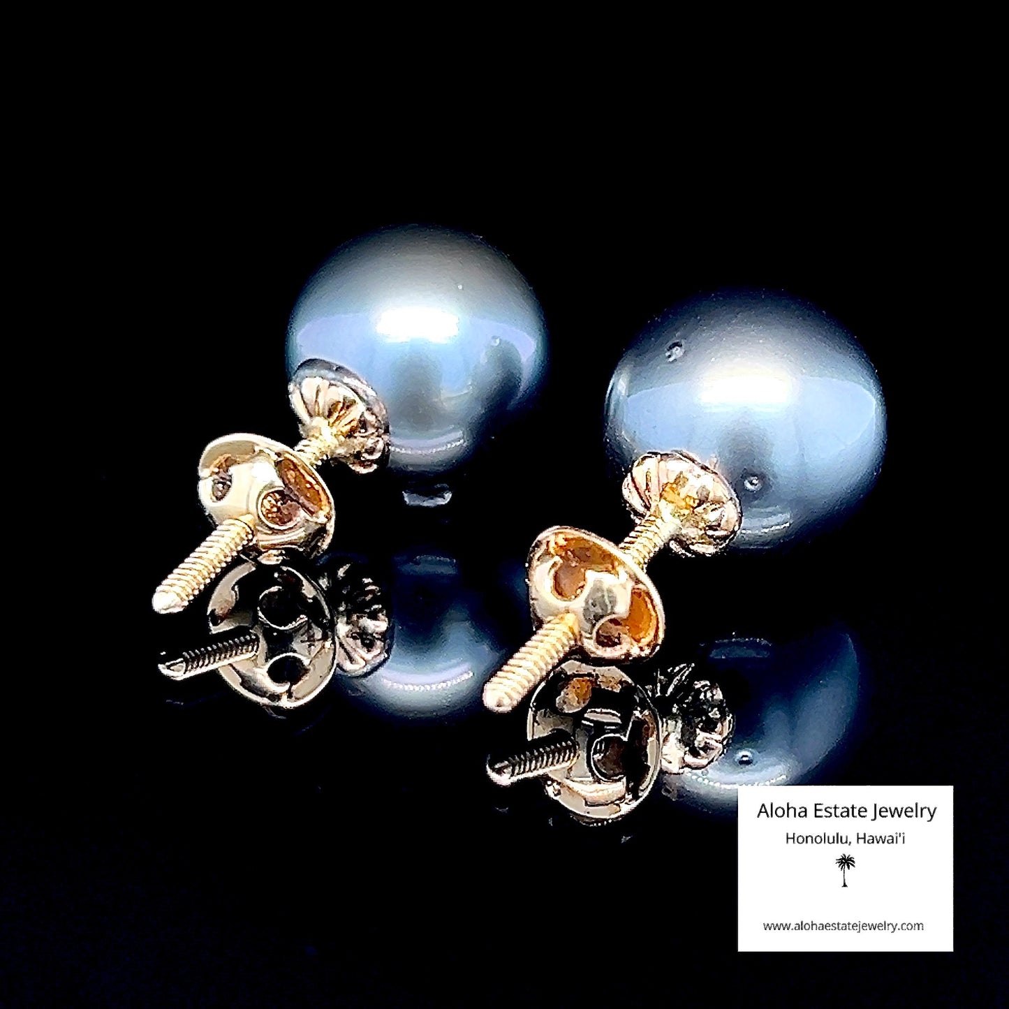 Impressive 13mm Tahitian Pearl Stud Earrings in 14k Yellow Gold Heavy Screw Backs