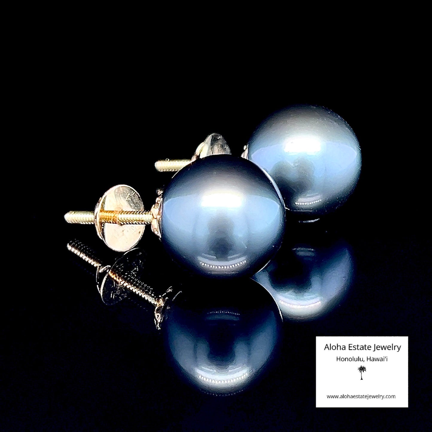 Impressive 13mm Tahitian Pearl Stud Earrings in 14k Yellow Gold Heavy Screw Backs