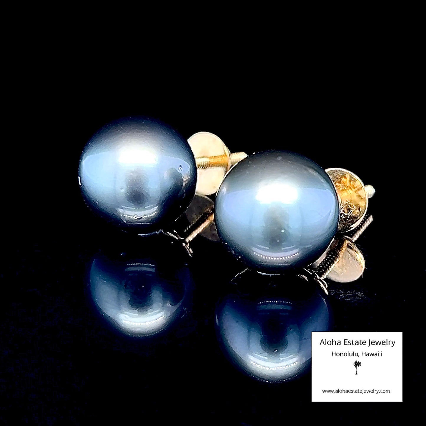 Impressive 13mm Tahitian Pearl Stud Earrings in 14k Yellow Gold Heavy Screw Backs